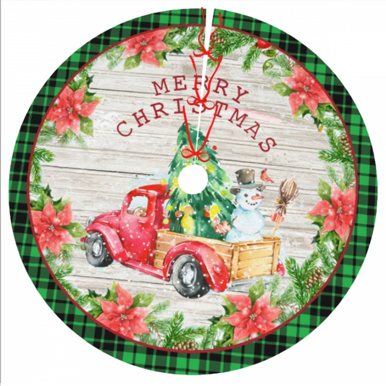 Трансграничная новая юбка для рождественской елки Цифровая печать Украшение для рождественской елки Праздничные украшения Юбка для елки Коврик