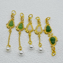 保色铜配件镶嵌葫芦珍珠碧玉流苏锆石手链项链diy葫芦挂件饰品