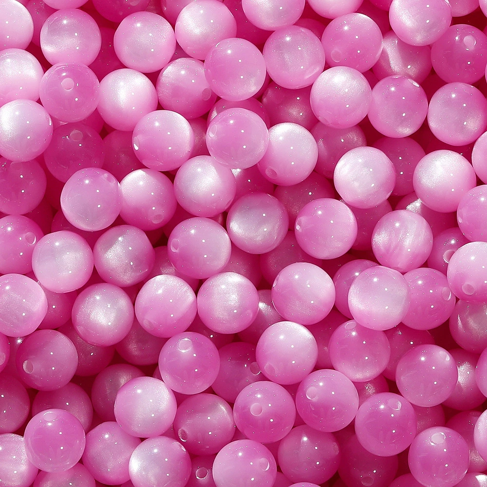 Resin cat's‑eye round beads, 8/10/12 mm, drilled 1.6/1.8/2.0 mm, assorted colors