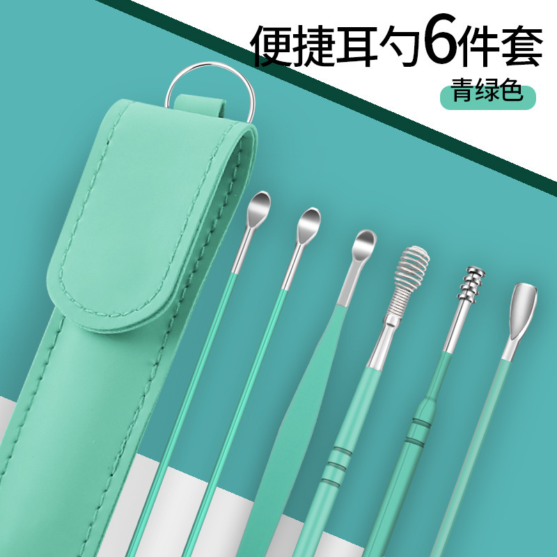 Leather Bag-Teal -6 Piece Set