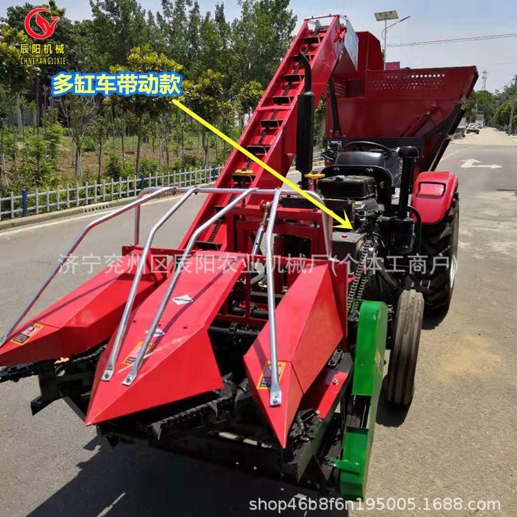 四轮车配套三行玉米收获机秸秆粉碎玉米去皮入箱效果好拖拉机带动