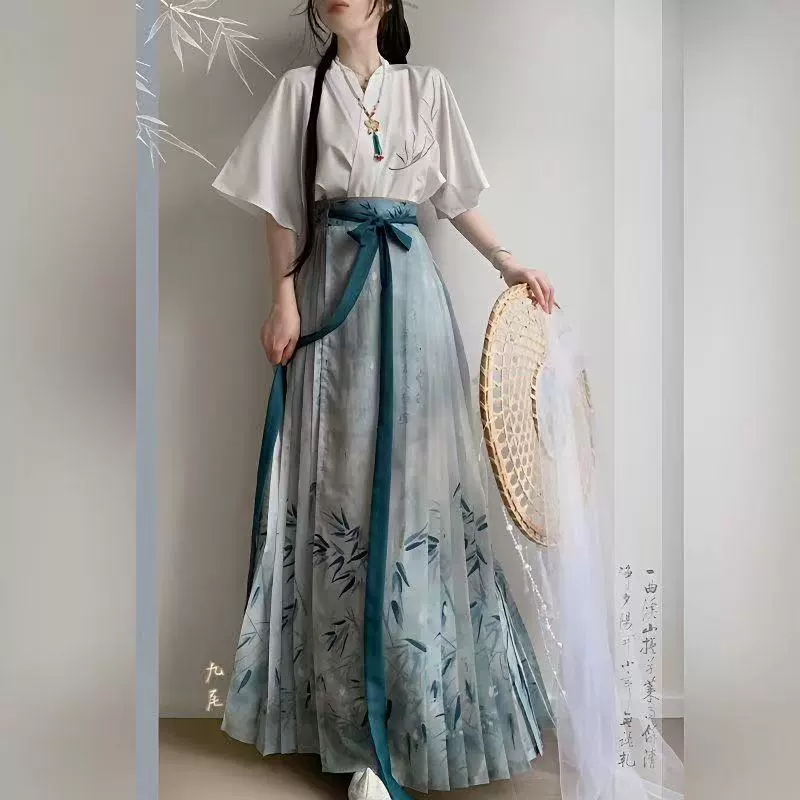 Женская юбка Hanfu в стиле Мин с вышивкой в ​​новом китайском национальном стиле для повседневного лета, тонкая версия, прямая продажа с фабрики.