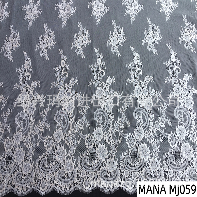 玛纳黑白现货气质优雅锦纶睫毛蕾丝面料时尚女装连衣裙服装辅料