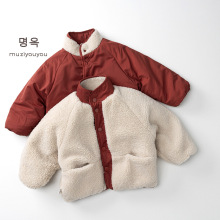 儿童两面穿棉衣外套2025冬季新款男童女童韩版加绒加厚保暖衣服潮