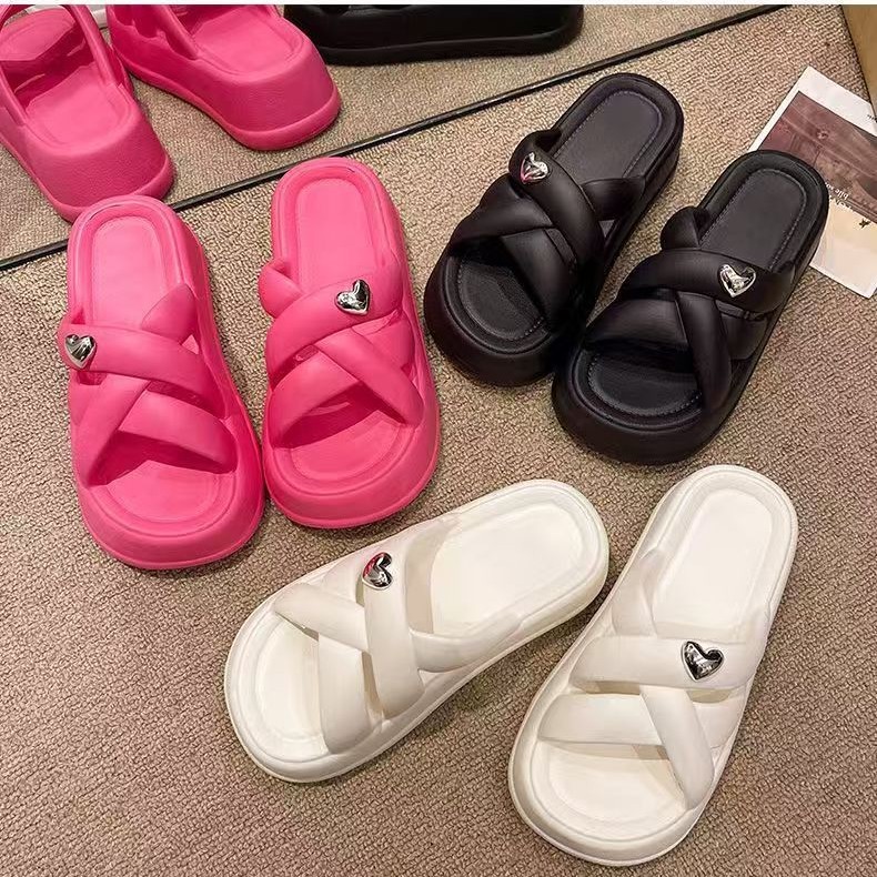 New Style Women's Eva Casual Fashion Heart-Shaped Outdoor Non-Slip Indoor Home Slippers with a Soft Cushion Feel