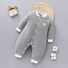 新生婴儿夹棉180克中厚保暖连体衣男女宝宝米呢绒加儿童棉衣洋气