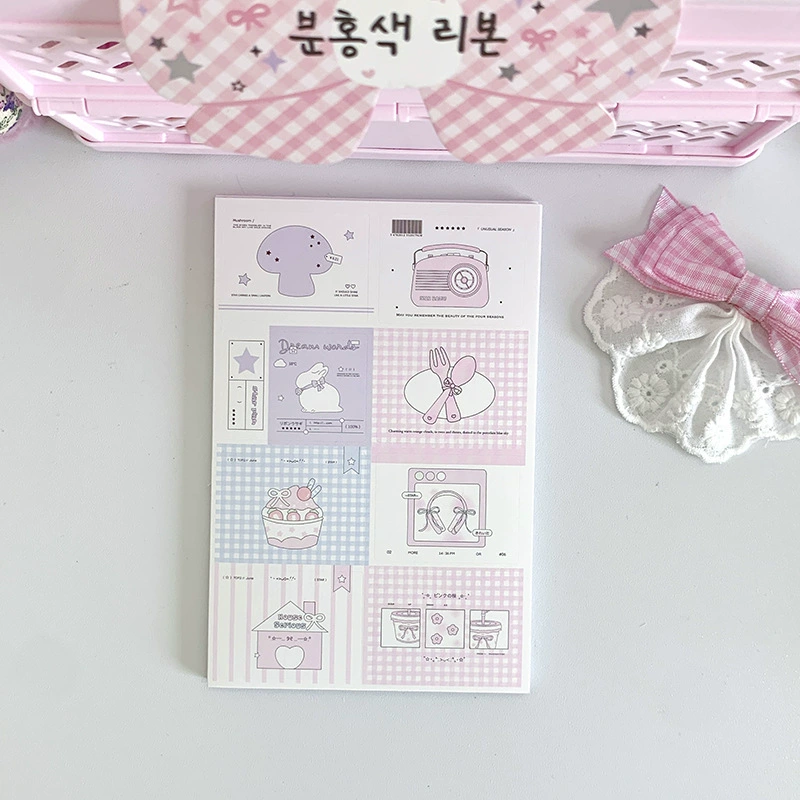 Mini Sealing Stickers, 3×4 cm Korean Cute Square Labels, Assorted Designs (8 pcs per sheet)