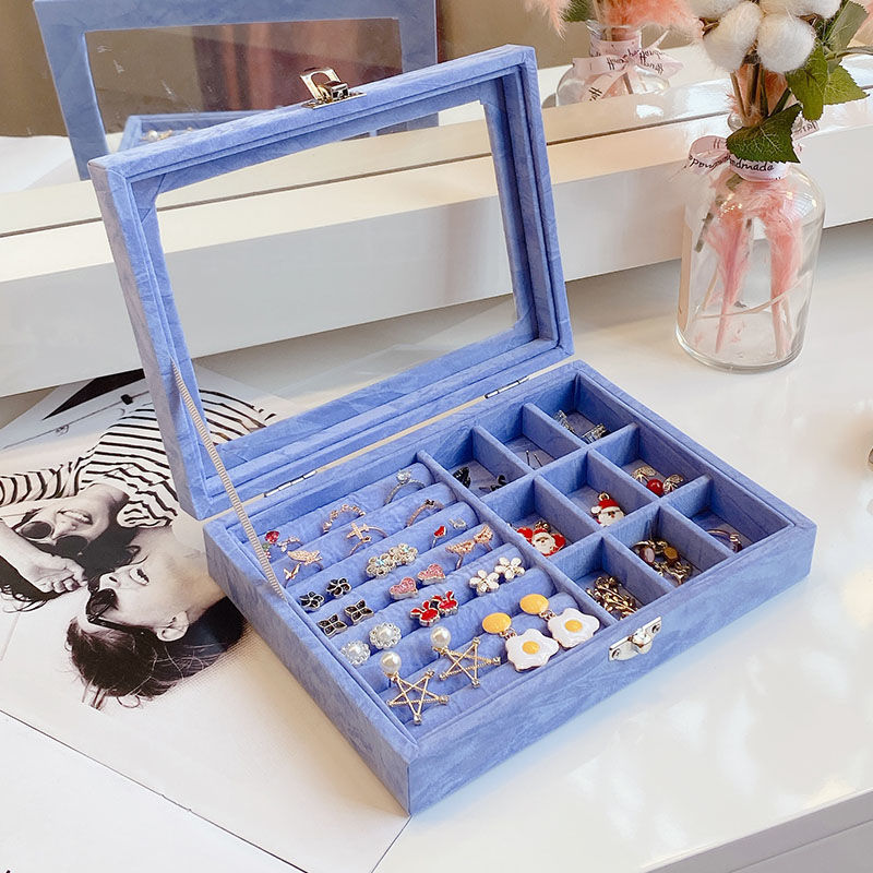 jewelry storage box capacity Bracelets Necklace Earrings Ear Studs Earrings Box Portable Refinement Jewelry box Stall up