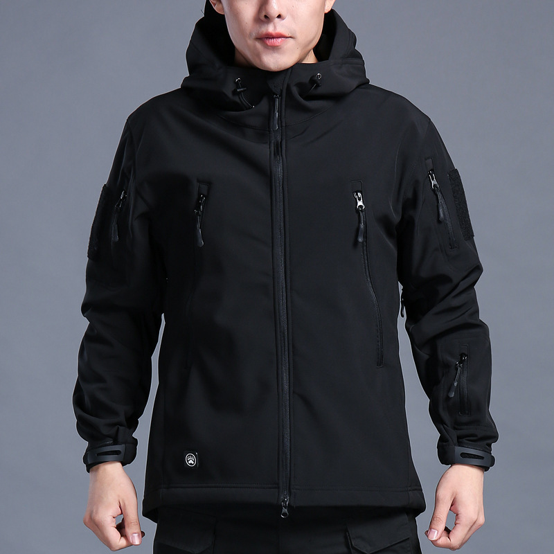Outdoor Casual Tactical Soft Shell Sharkskin Jacket Fleece-Lined Thickeneded Windproof Jacket Jacket Winter Polar Fleece