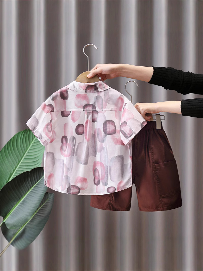 Conjunto de Camisa de Verano para Niños 7242, Estilo 2026, Ropa Delgada para Niños, Conjunto de Tres Piezas de Manga Corta para Bebés