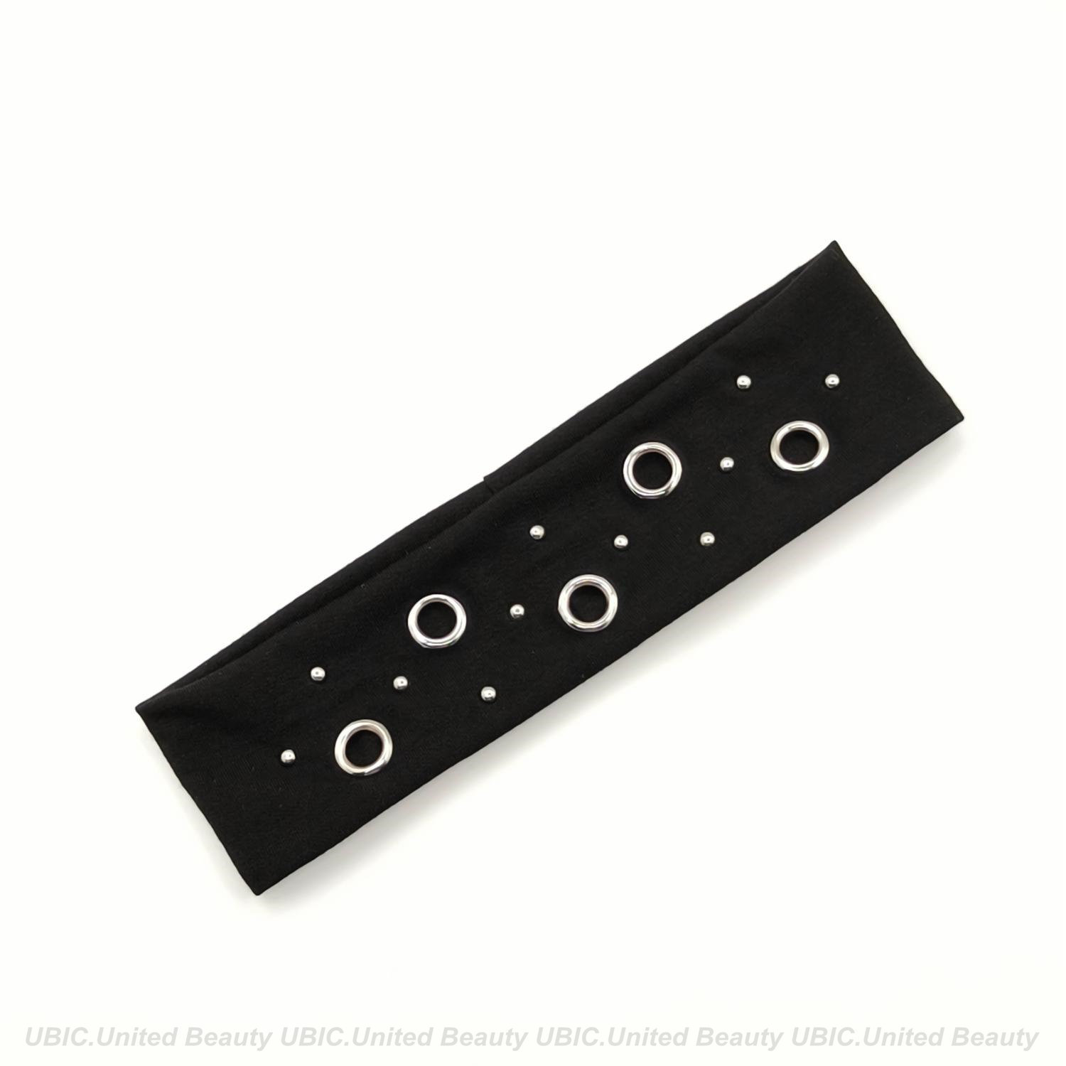 HW250803-44x6cm朋克风5气眼11钉扣头带-IM