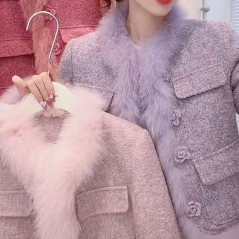 작은 향기로운 스타일 세트 프랑스 사교계 서양식 겨울 원피스 인터넷 인기있는 마오 마오 투피스 원피스