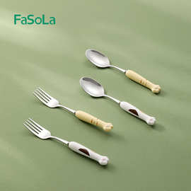FaSoLa便携户外烧烤叉子家用可爱卡通不锈钢餐具蛋糕甜品餐具勺子
