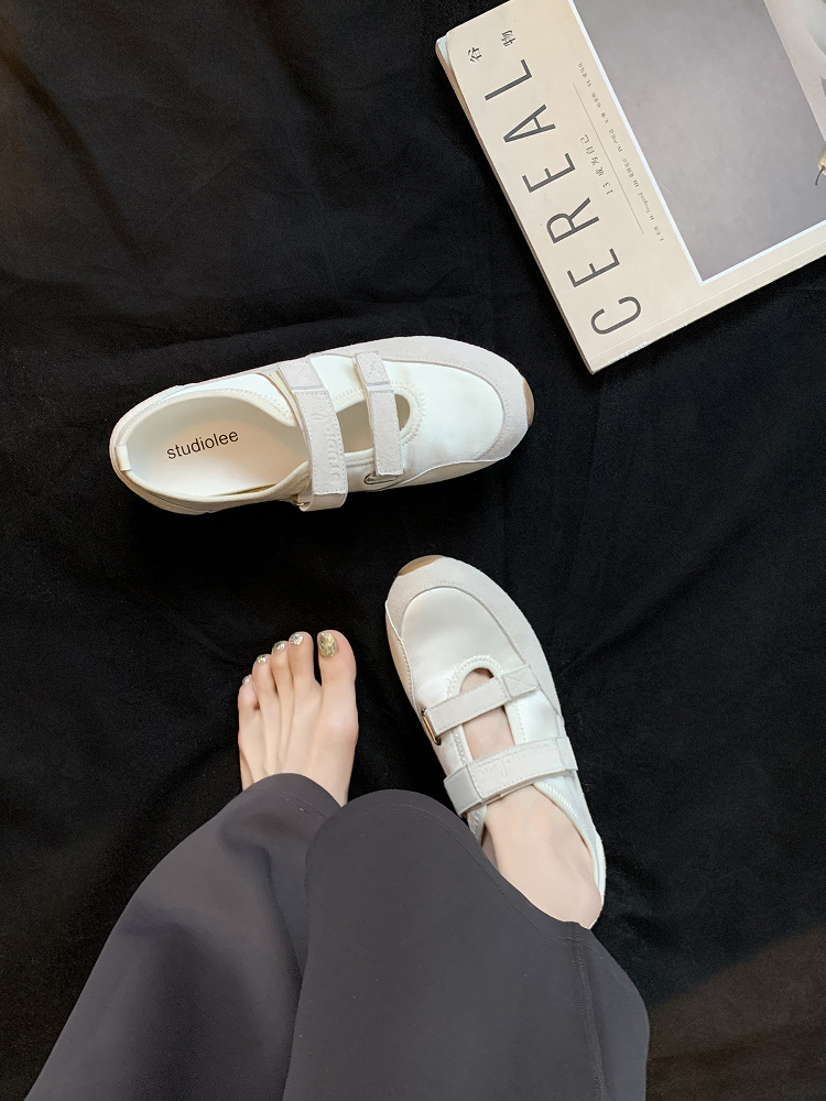 Versión de piel de vaca de la uva de la misma gota de agua hueco doble velcro ballet mary-zhen zapatos deportivos casuales de mujer
