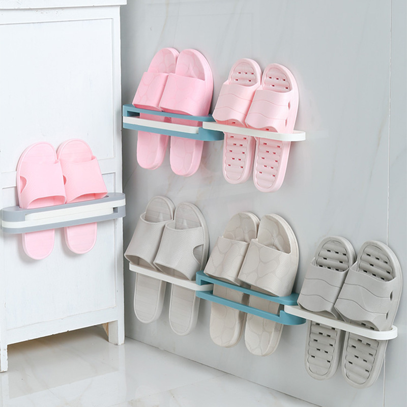 Bathroom Slipper rack bathroom storage rack punch-free hanging shoe rack foldable dormitory storage artifact draining rack
