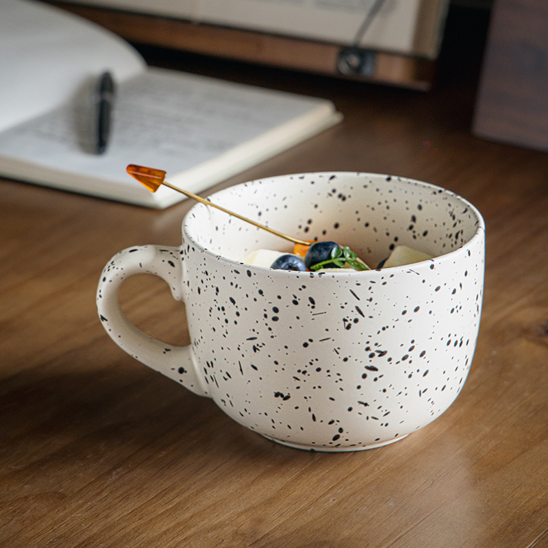 ins泼墨燕麦杯酸奶早餐杯大汤杯可微波炉陶瓷麦片杯碗跨境出口|undefined