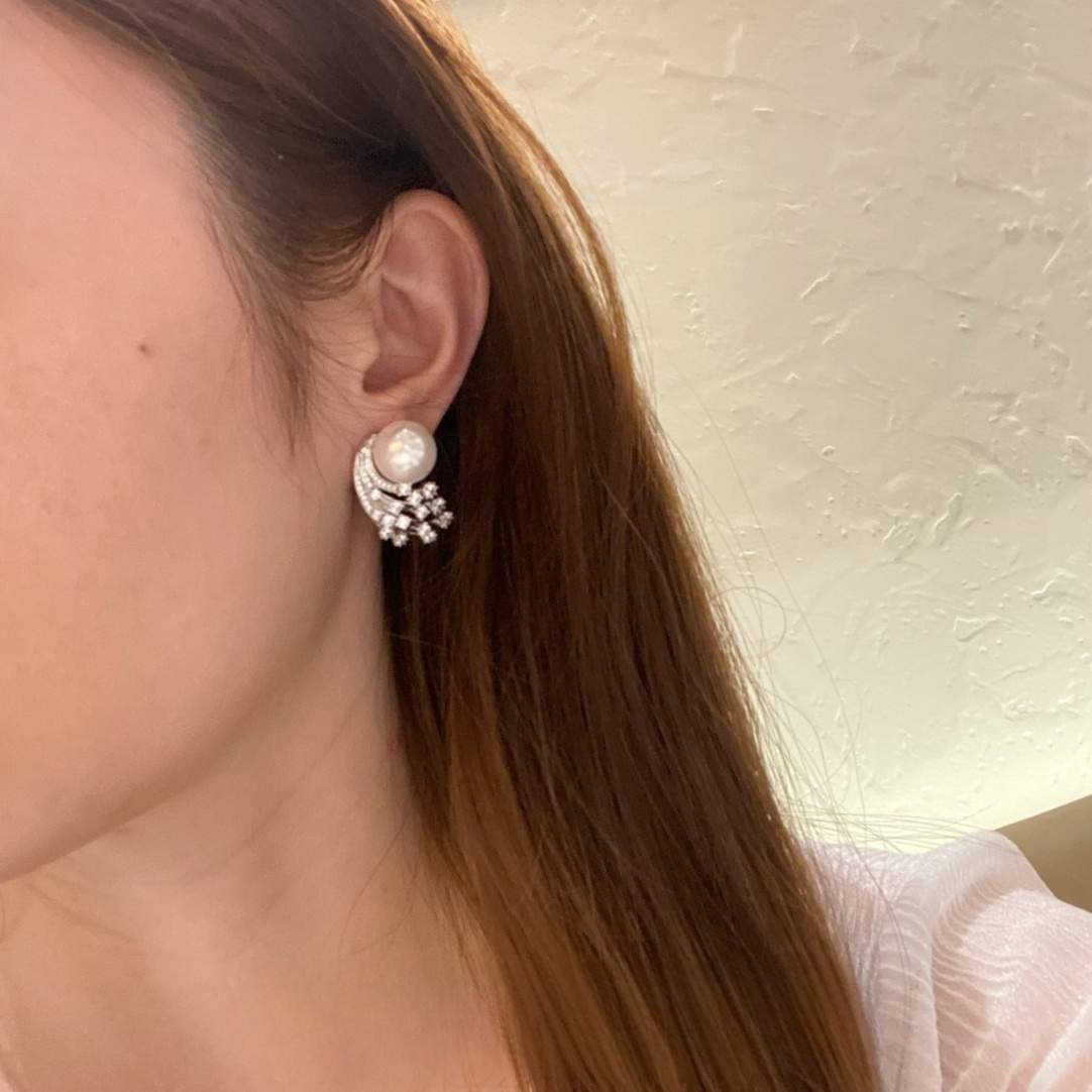 Boucles d'oreilles perle météore diamant argent bijou polyvalent_voghion.com