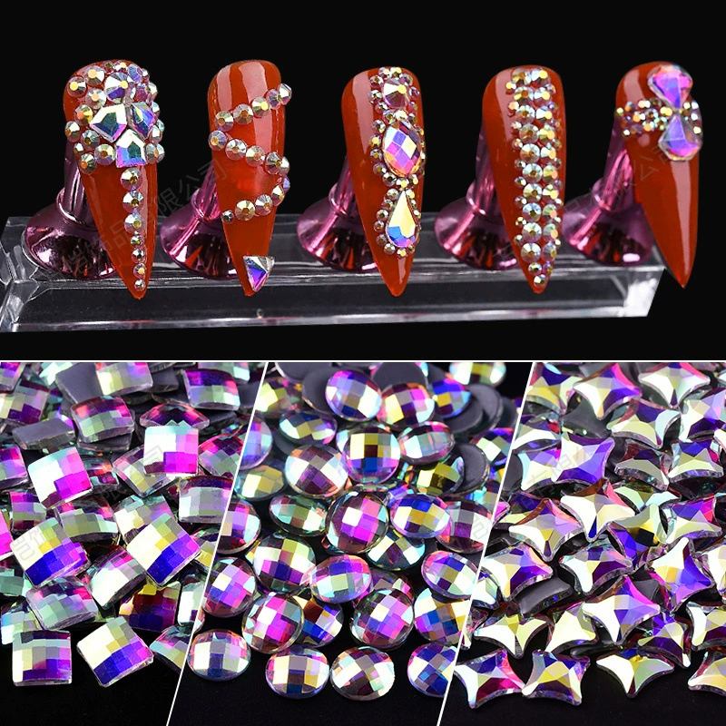 Горячие низы особой формы diamonds, электролитически осажденные клейкие алмазы, стеклянные драгоценные камни особой формы, кристаллы для одежды, наборы для DIY rhinestone