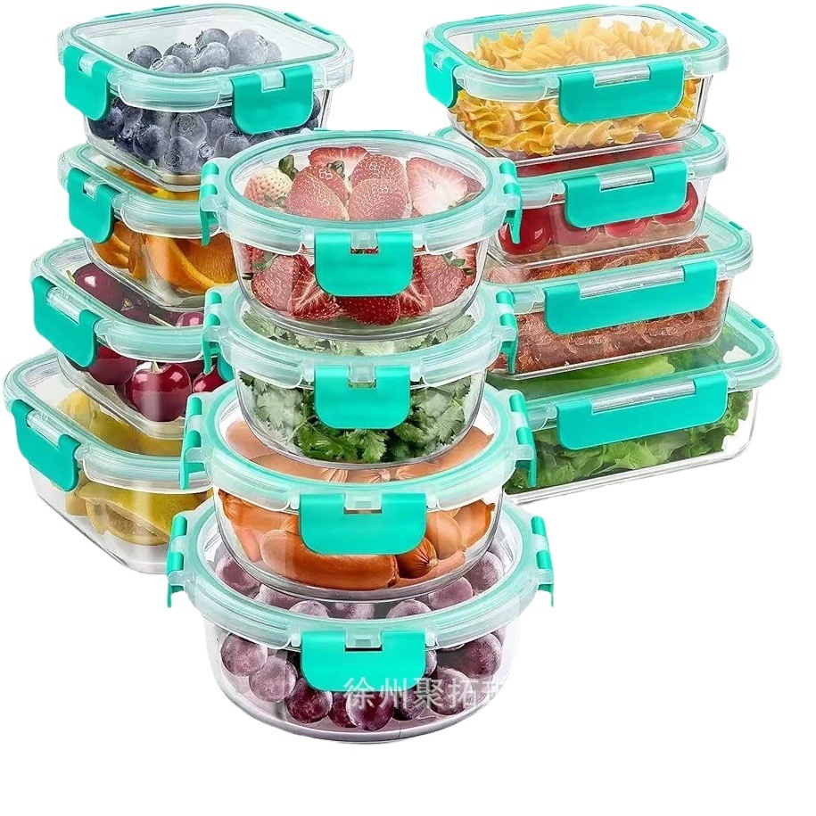 Nuevo producto con envío gratis, contenedor de almacenamiento de alimentos de vidrio desmontable, lonchera multiusos de 12 piezas, lonchera sellada refrigerada a prueba de fugas