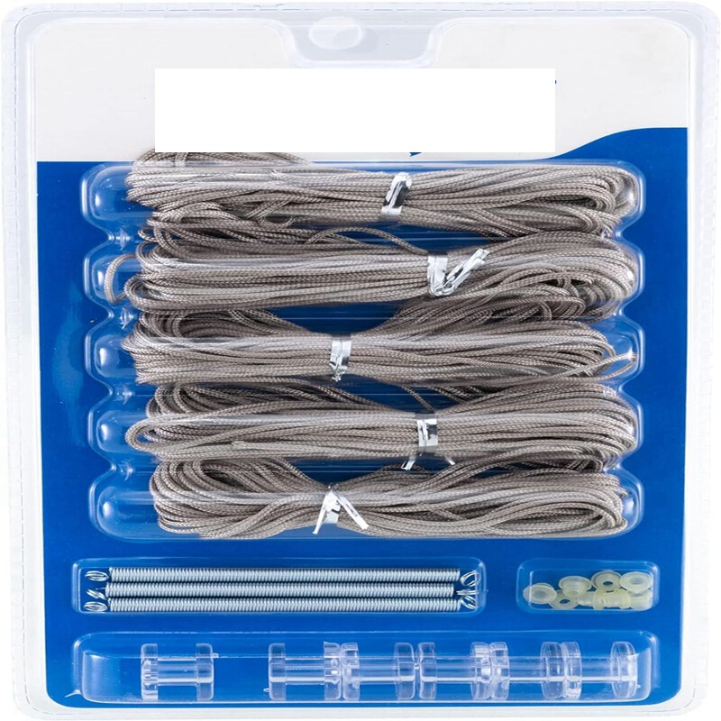 Small Pull Rope 6.5m Rolls, 3 Spring Pieces, 10 Pulleys, 10 Plugs, 1 Rope Threader, Honeycomb Curtain Small Pull Rope 6.5m Rolls, 3 Spring Pieces, 10 Pulleys, 10 Plugs, 1 Rope Threader, Honeycomb Curtain