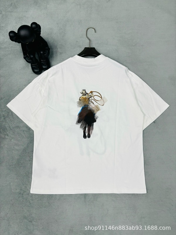 Donkey House Tシャツ 正規版 半袖 南油西部風デニム刺繍入り 丸首Tシャツ 半袖 メンズTシャツ 綿100%|undefined