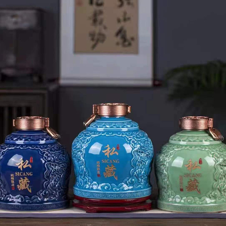 精品酒瓶創意酒瓶3斤5斤10斤彫刻龍壇景徳鎮磁器蓋密封酒瓶酒壇酒缶|undefined