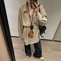 法式小众设计高级感绑带修身衬衫女2025秋冬新款时尚衬衫上衣