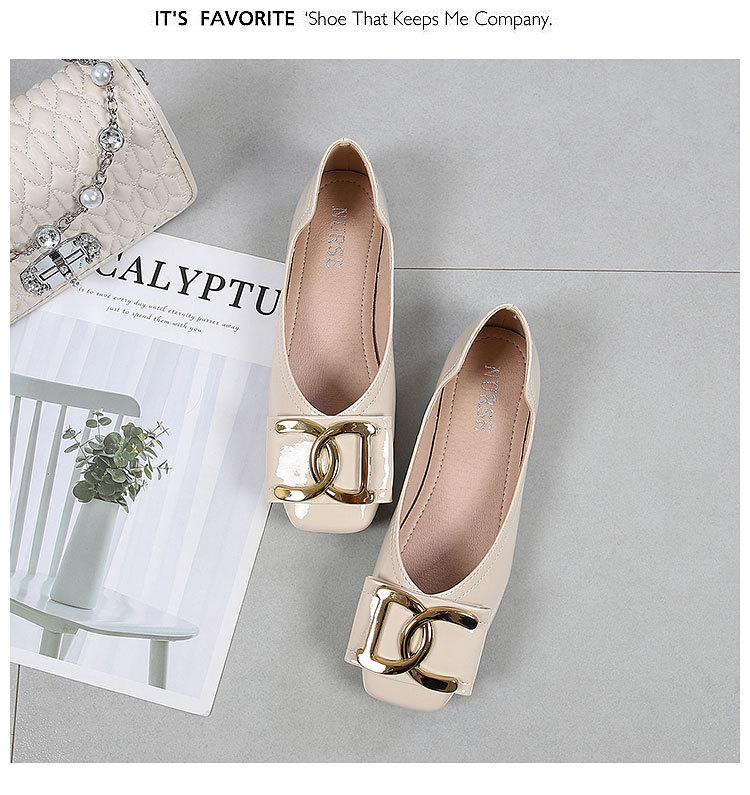 Women's Flat Shoes For Women Square Toe Low Heel Casual Work Shoes_voghion.com