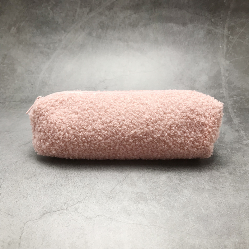 (2개) 국경 간 아마존 2022 새로운 양모 연필 케이스 핑크 원통형 봉제 학생 문구 보관 가방