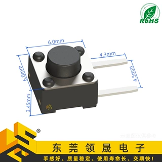 边两脚轻触开关6*6*5/6/7...10侧按两脚插件轻触开关90度按键开关