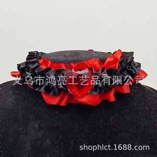 New Dark style collar Halloween love Diamond decorative arm band Lolita black red pleated ribbon leg band accessories