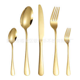 跨境货源1010不锈钢餐具四件套餐具套装金色创意西餐牛排刀叉勺