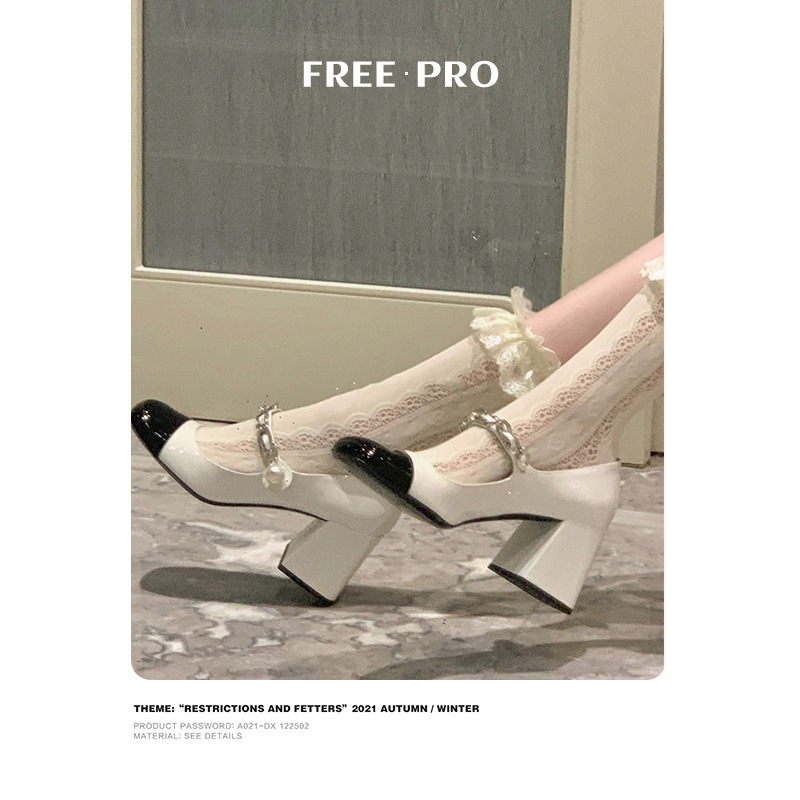 2026 Spring Retro Mary Jane Square-Toe High Heels for Women with One-Strap Buckle Fairy-Style Sandals with Medium Chunky Heels 2026 Spring Retro Mary Jane Square-Toe High Heels for Women with One-Strap Buckle Fairy-Style Sandals with Medium Chunky Heels