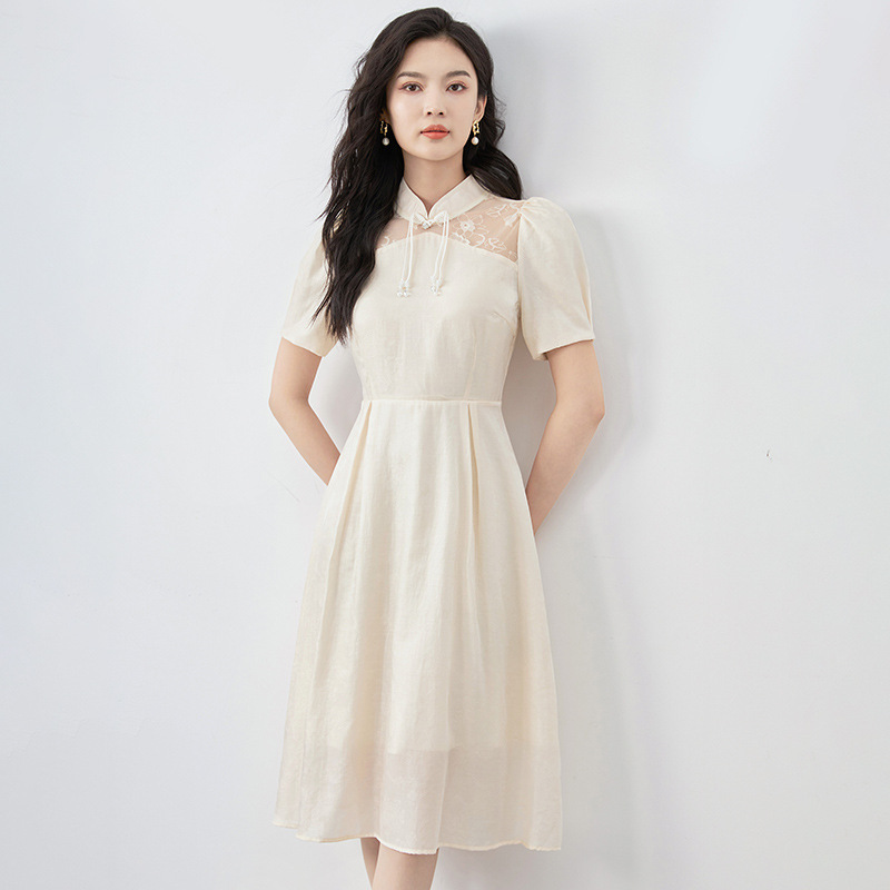 Đầm suông nữ midi tay ngắn họa tiết hoa nhí — 2415613 - Hạnh chi tiết 3