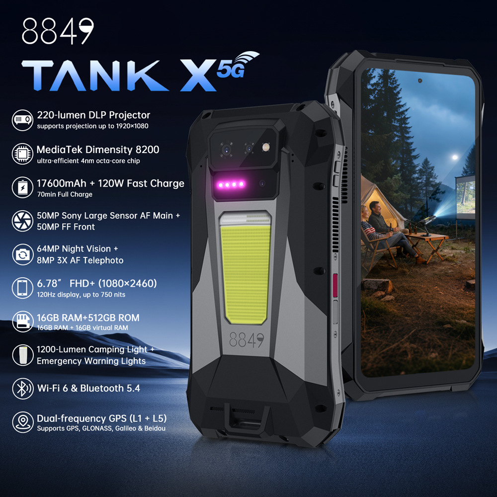 2026 New Model 8849 Rugged Phone Tank X 16+512Gb 5g Smartphone Delivered in Hong Kong