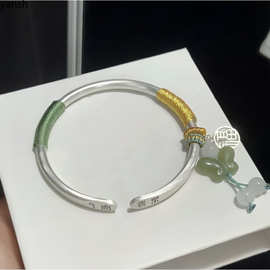 祥云纯银手镯女999足银古法复古哑光实心足银镯子送女友生日精工