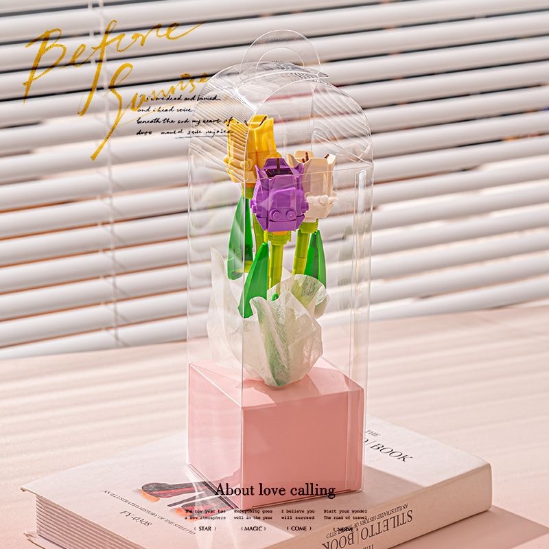 Bloques de construcción de rosas transfronterizos compatibles con ramo de Lego flor eterna rosa girasol Tulipán juguete ensamblado