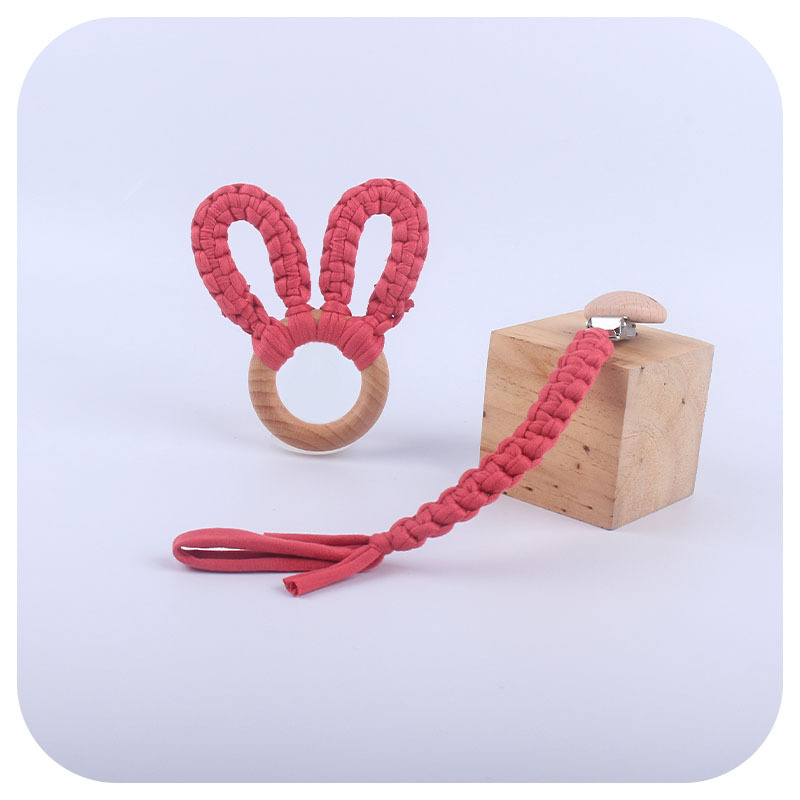 DIY creativo bebé suministros haya chupete clip hecho a mano algodón tejido chupete cuerda anti-gota cadena mordedor traje