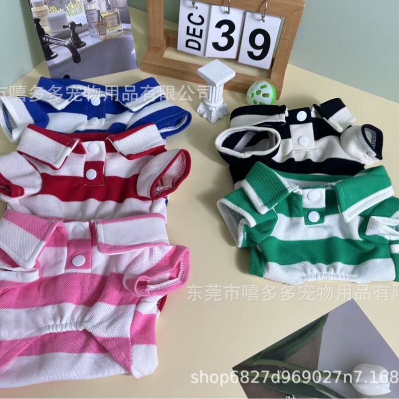 New Pet Summer Stripesd Polo Shirt Two-Legged Cat and Dog Clothes Teddy Bichon Pomeranian Clothing Supplies