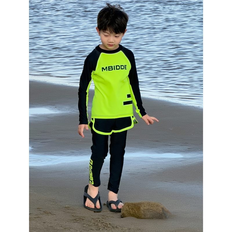 男童泳衣2025新款大童分体专业男孩长袖儿童夏季速干泳裤游泳套装