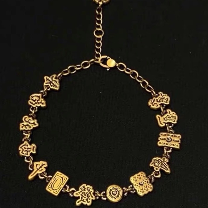 2025 New Model Recommended Thirteen Aces Fortune Mahjong Prosperity Design Retro Men and Women Good Luck Must Win Bracelet for Women