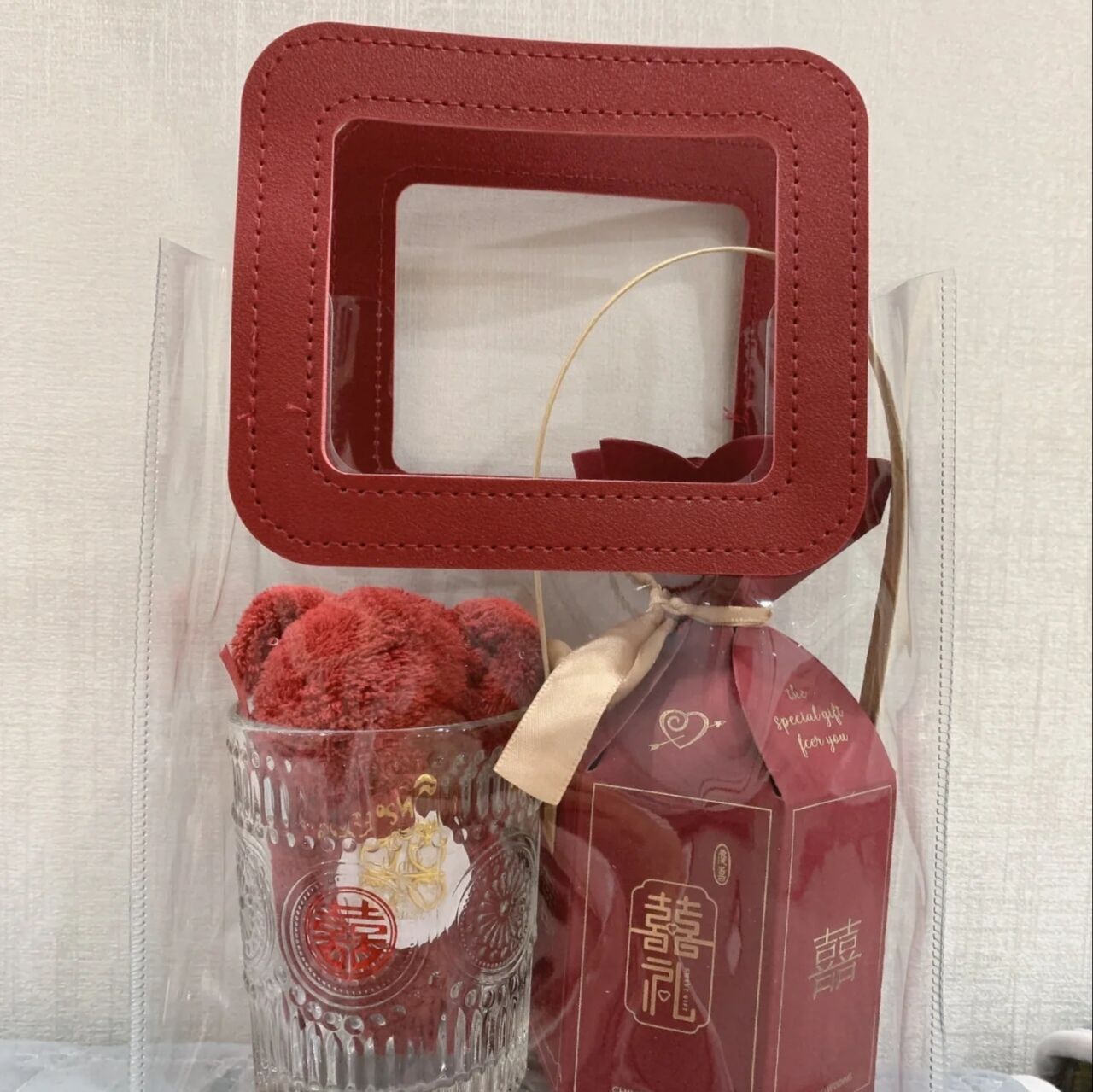 pvc透明手提袋情人节礼品袋高档手拎结婚伴手礼礼物塑料袋子