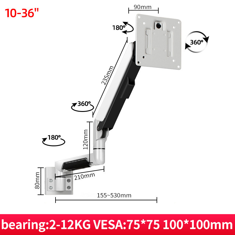 Pantalla 2 pantallas 3 pantallas Plataforma de mando Pantalla de riel guía Perfil de aluminio Presión de aire Pantalla horizontal y vertical Soporte de brazo de suspensión sin perforación