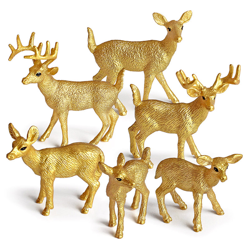 Transfronterizo nuevos niños educativos de bosque sólido animal oro blanco cola ciervo seis piezas modelo juguete regalo Decoración