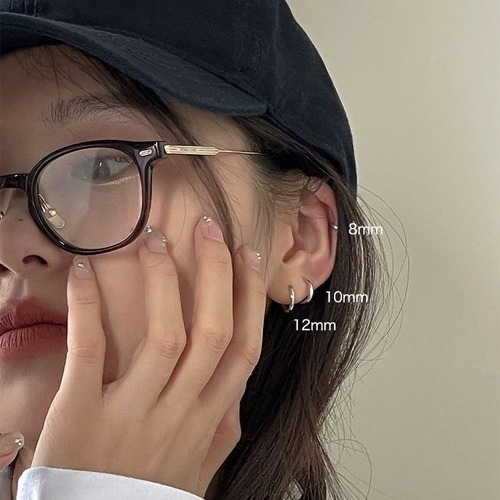 S925 Silver Hoop Earrings for Women, Ear Studs with Bone Pins, Small Hole for Piercings, Unique and High-End Style, Plain Circle Earrings with Pins, Women's Earrings