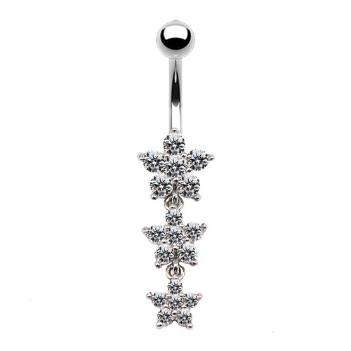 Gaibei European and American cross-border flower navel ring butterfly navel nail navel ornament heart-shaped zircon navel button body piercing jewelry