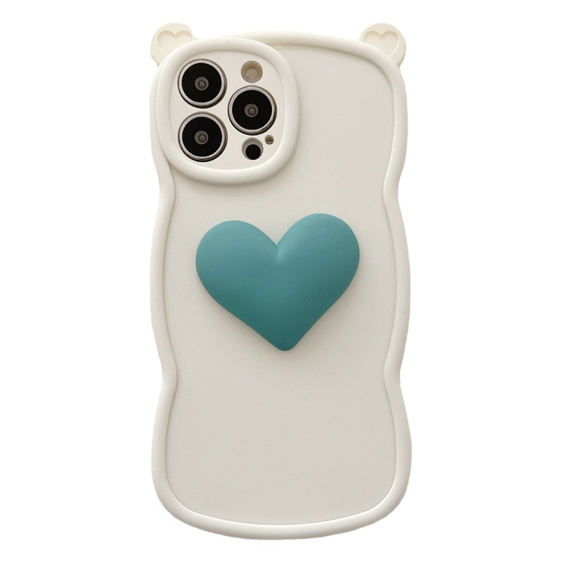 El amor tridimensional de las chicas ins es adecuado para iPhone16promax Apple 13/14 funda para teléfono móvil 15 orejas de oso nuevo