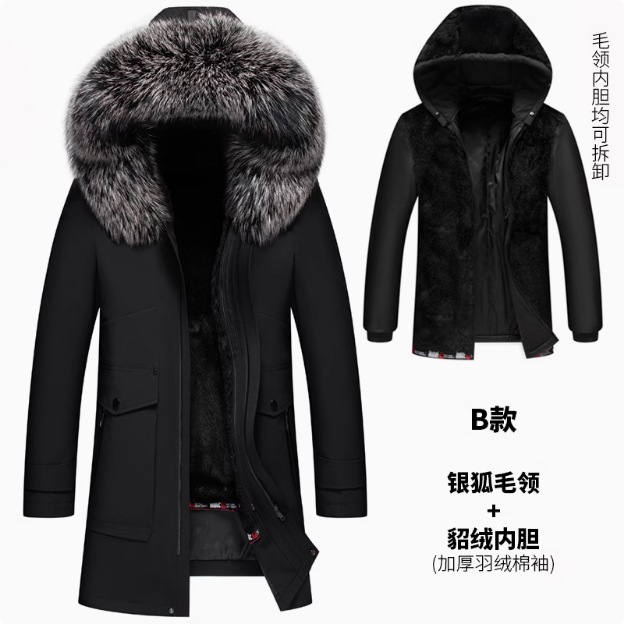 Type b black [silver fox fur collar + mink velvet lining] down cotton sleeves + mink velvet hat