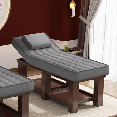 Fabricante salón de belleza cama de masaje tatuaje bordado cuerpo de madera maciza cama oreja recogiendo cama spa cama de belleza de látex
