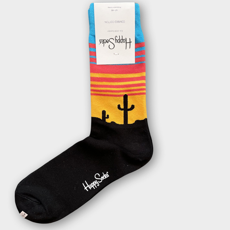 ハッピーソックス メンズソックス ミドル丈 コーマ綿 吸汗消臭 通気性 スウェーデン製 おしゃれ カラフル 薄手